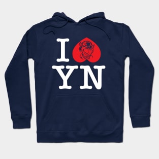 I Heart Yew Nork-White Text Hoodie